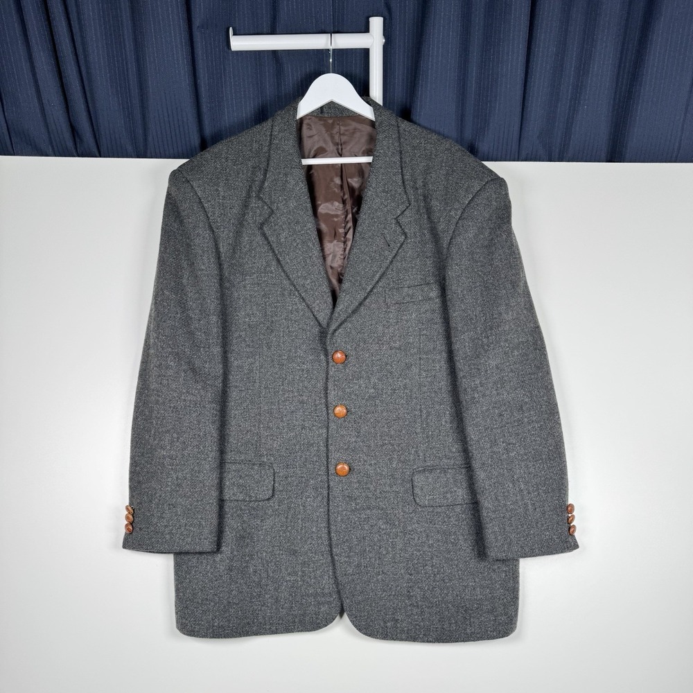PAUL SMITH Sportswear Wool Herringbone Blazer Jacket Gray - Roomy Large - Read